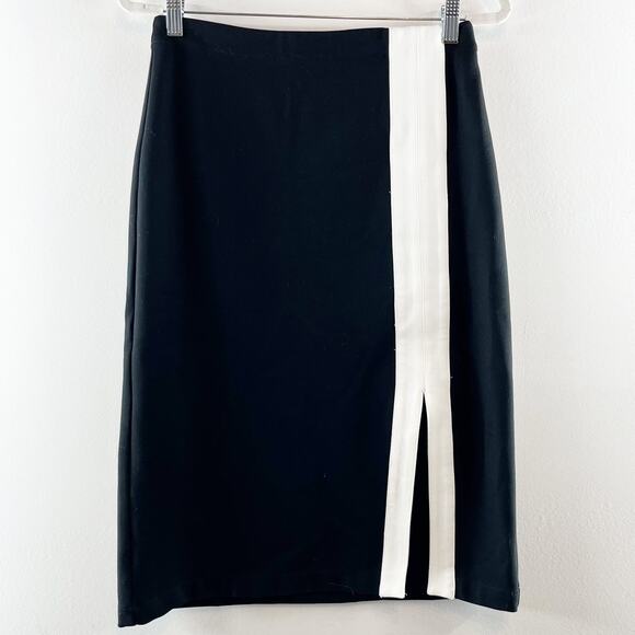 Maeve by Anthropologie Two-Tone High Waisted Midi Pencil Skirt Black / White S - Picture 1 of 11